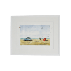 Zee wind over het strand van Peter van Oostzanen – aquarel en inkt op papier